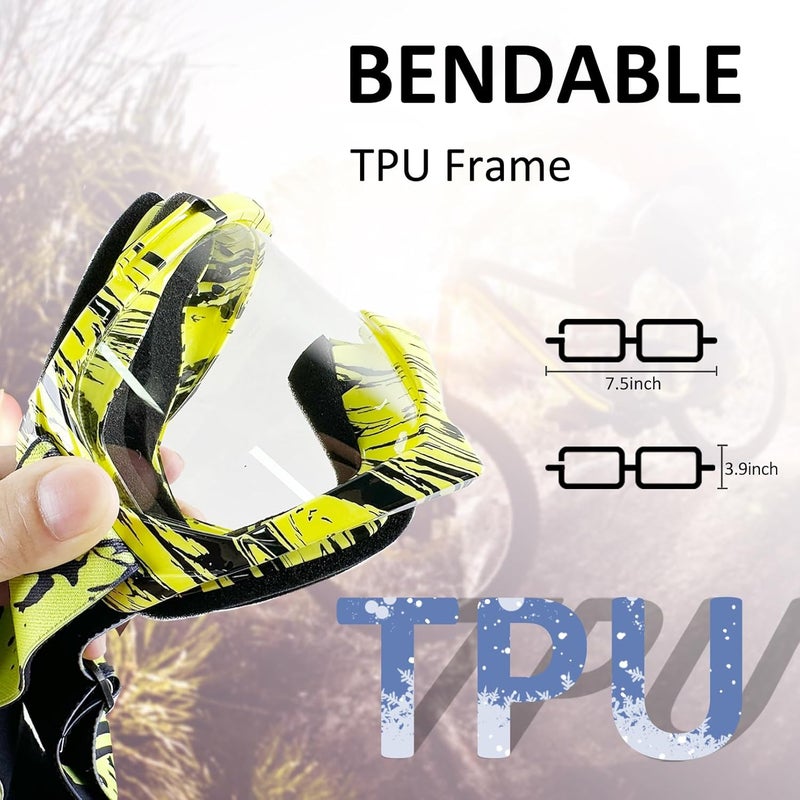 4-FQ Motorcycle Goggles ATV Dirt Bike Gear Motocross Riding Racing Glasses MX&MTB Accessories Off-Road Helmet Goggles for Men&Women, UV400 Protection Dust-proof Anti-Scratch Impact Resistant - Clear - Image 2